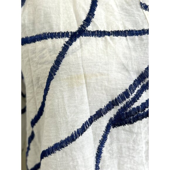 Soft Surroundings Women's Top Tunic Button Up White Blue Roll Tab Sleeve Size S - Picture 5 of 8